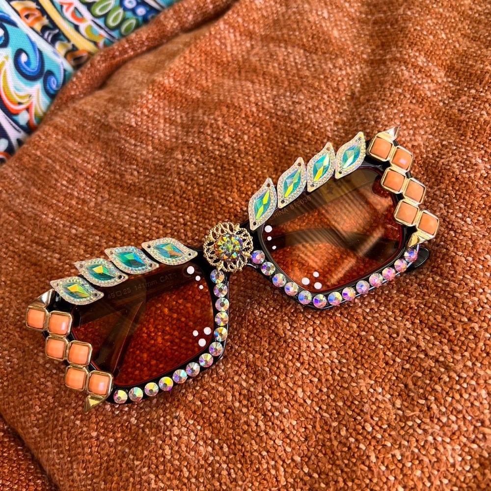 Gorgeous handmade bejeweled sunglasses festival